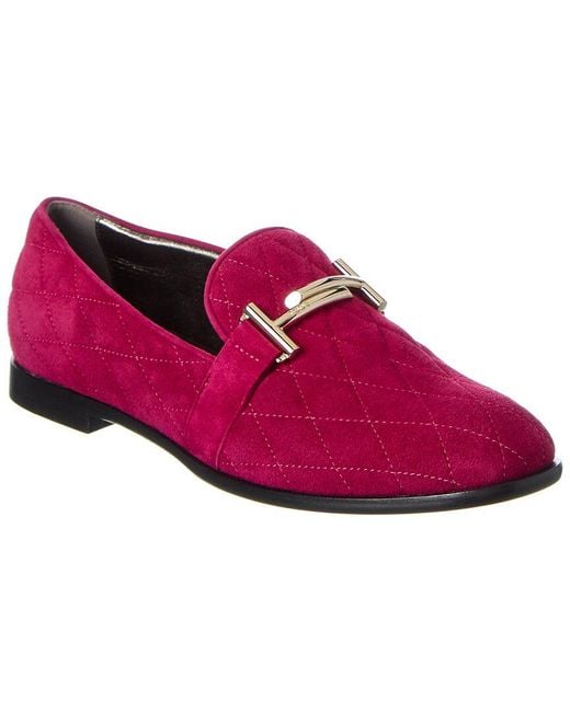 Tod's Red Double T Suede Loafer