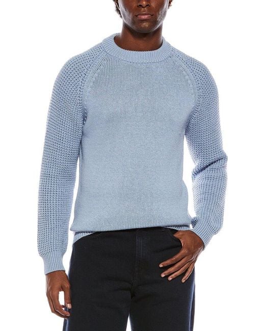 Isaia Blue Silk-Blend Crewneck Sweater for men
