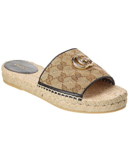 Gucci Brown Gg Matelasse Canvas & Leather Sandal