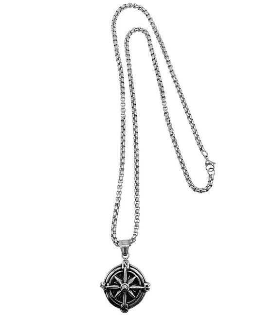 Adornia Metallic Stainless Steel Compass Chain Necklace