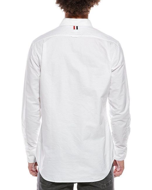 Thom Browne White Logo Button Shirt for men