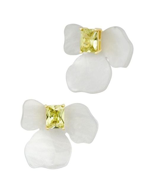 Savvy Cie White 18K Plated Pearl Cz Jacket Earrings