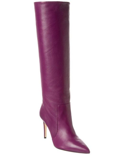 Paris Texas Purple Stiletto Leather Knee-high Boot