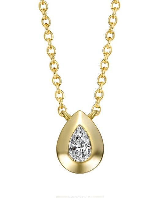 Genevive Jewelry Metallic 14k Over Silver Cz Pendant Necklace
