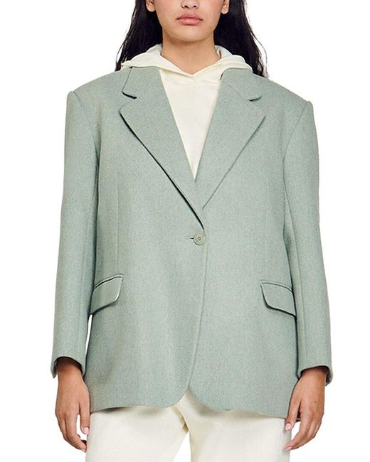Sandro Green Wool-blend Blazer