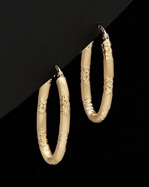 Italian Gold Black 14K Oval Hoops