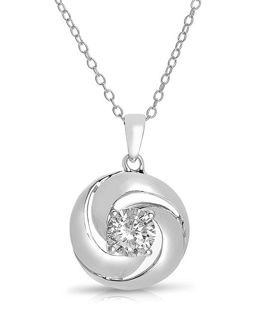 Genevive Jewelry Metallic Silver Cz Pendant Necklace