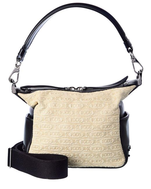 Tod's Tod?s All Over Logo Canvas & Leather Hobo Bag in Black - Lyst