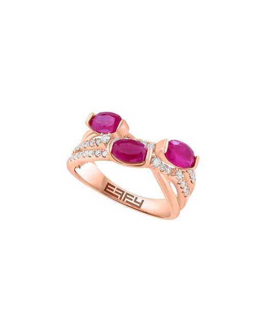 Effy Fine Jewelry Pink 14K Rose 11.24 Ct. Tw. Diamond & Citrine Ring