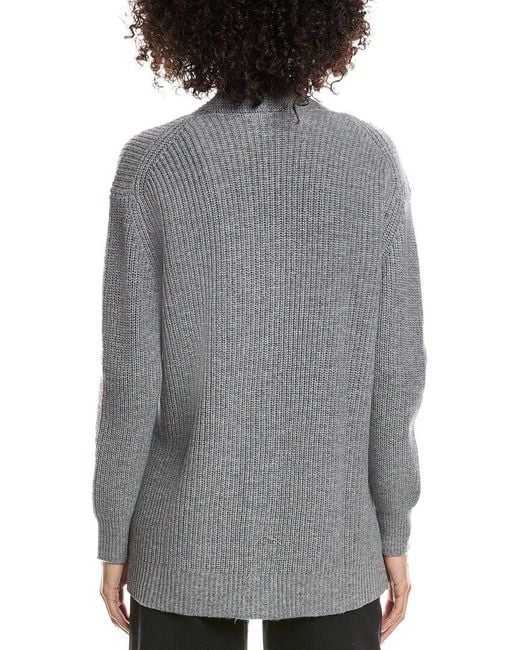 Forte Gray Boyfriend Wool & Cashmere-Blend Cardigan
