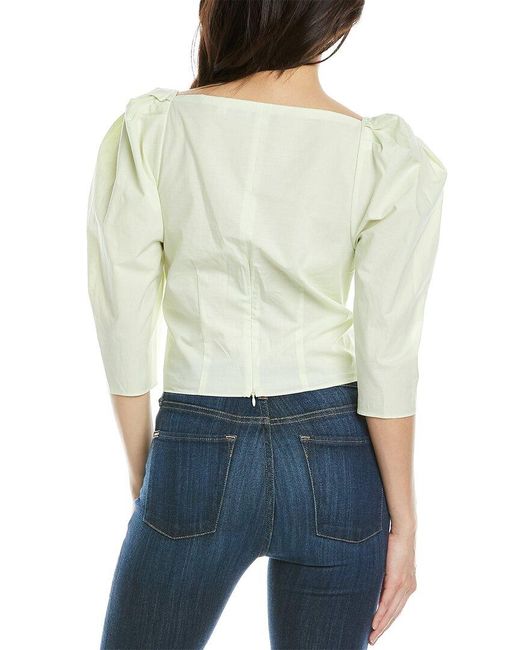 Vince White Draped Square Neck Top