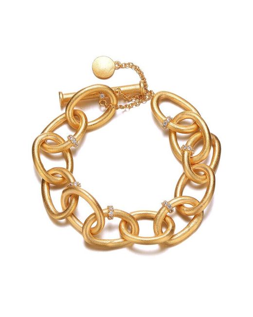 Rachel Glauber Metallic 14k Plated Cz Link Chain Bracelet
