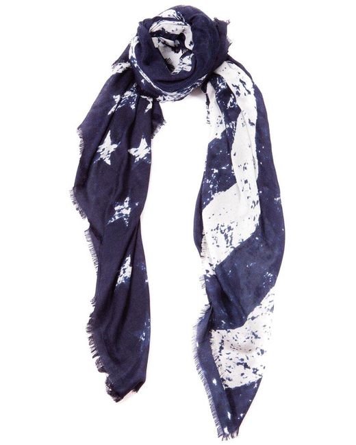 Blue Pacific Blue Tissue Solid Print Cashmere-Blend Scarf