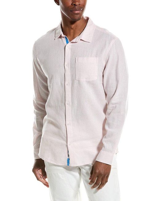 Vintage White Summer Linen-blend Shirt for men