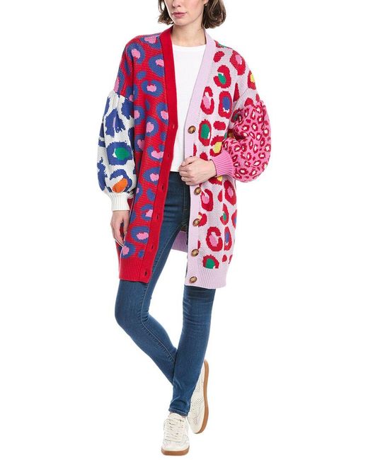 Farm Rio Red Leopard Pop Cardigan