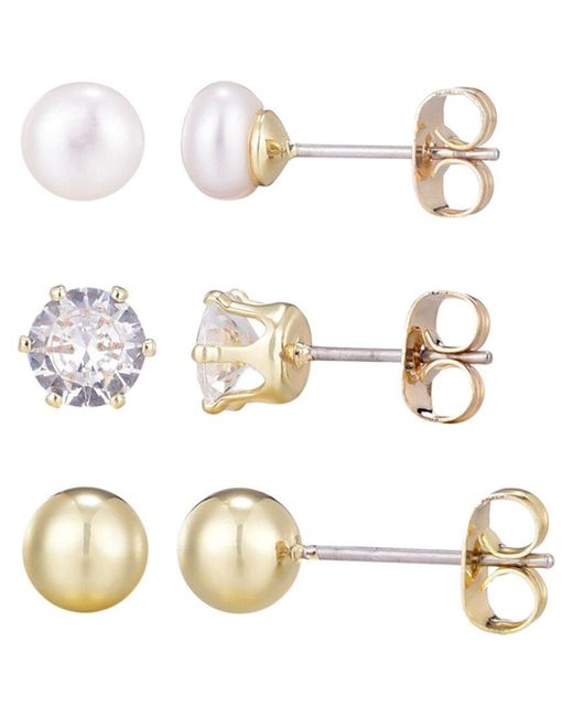 Adornia White 14K Plated 5Mm Pearl Stud Earring Set