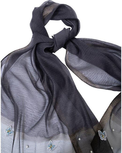 Saachi Blue Butterfly Detail Scarf