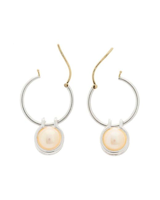 Tiffany & Co White & Co. Silver Cultured Pearl Hardwear Hoop Earrings (authentic Pre-loved)