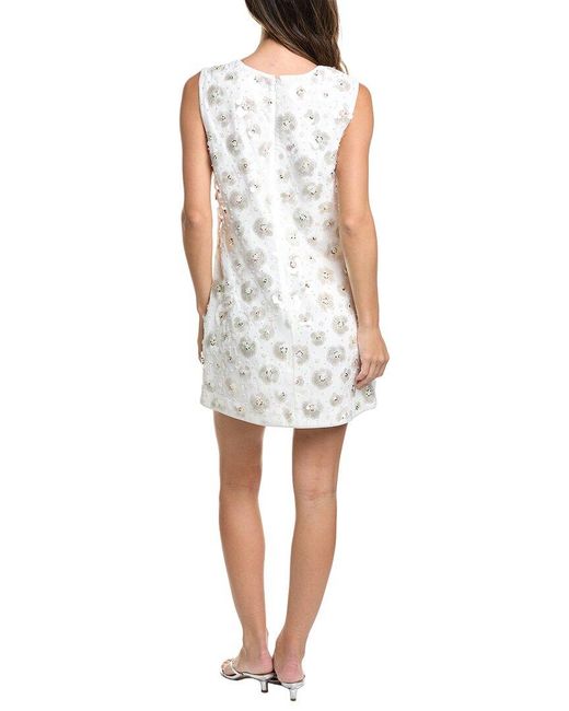 MILLY White Ivette Fleur Paillette Shift Dress