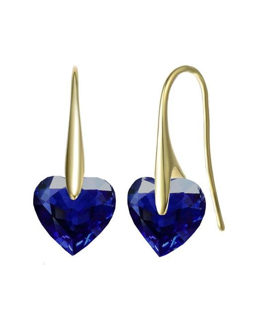 Genevive Jewelry Blue 14k Over Silver Heart Earrings