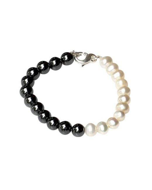 jean claude Metallic Silver 6-8mm Pearl Bracelet for men