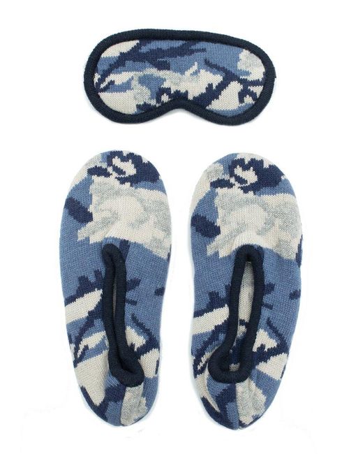 Portolano Blue Ballerina Slippers And Eyemask In Camouflage Design