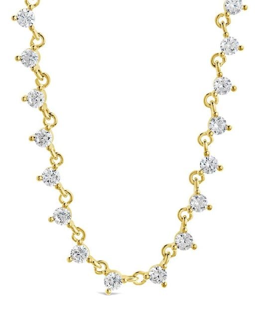 Sterling Forever Metallic 14k Plated Cz Brigid Classic Tennis Necklace