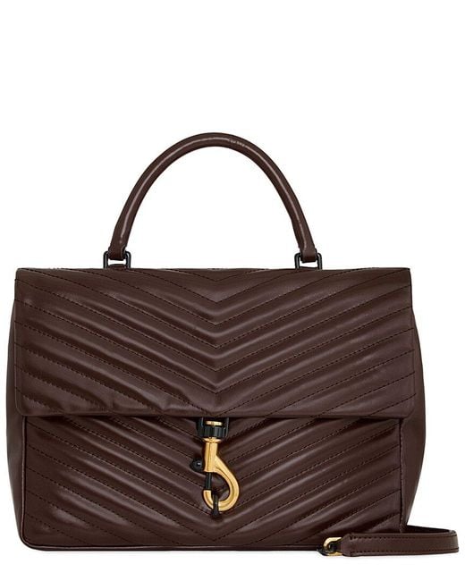 Rebecca Minkoff Brown Edie Chevron Quilt Leather Shoulder Bag