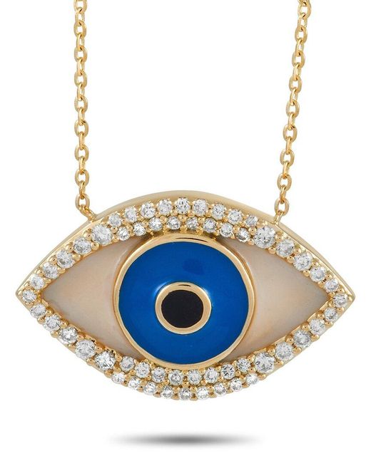 Diamond Select Cuts Blue 14k 0.38 Ct. Tw. Diamond Evil Eye Necklace