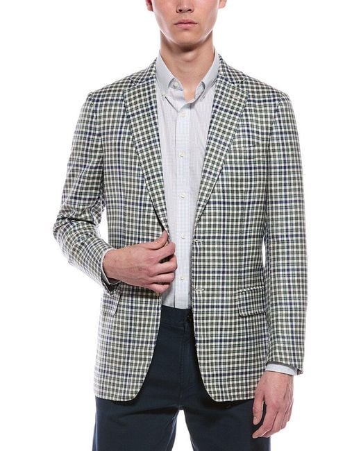 Isaia Gray Wool, Silk, & Linen-Blend Jacket for men