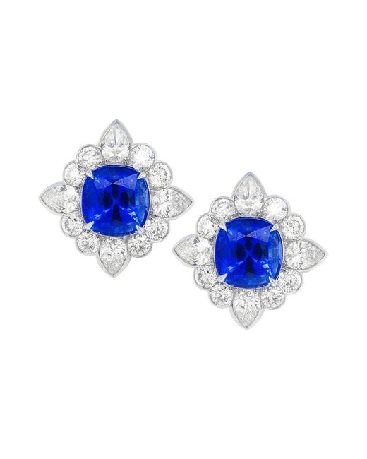 Diana M Blue Fine Jewelry Platinum 2.60 Ct. Tw. Diamond & Sapphire Earrings