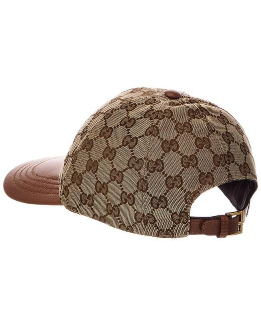 Gucci Brown Gg Canvas & Leather Baseball Hat