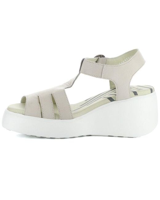 Fly London Metallic Duma Leather Wedge Sandal