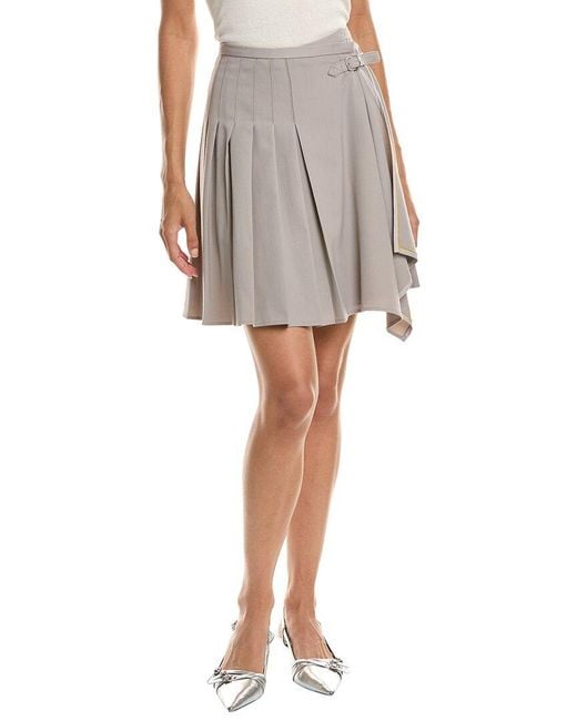 10 Crosby Derek Lam Gray Vittoria Pleated Wool-Blend Skirt