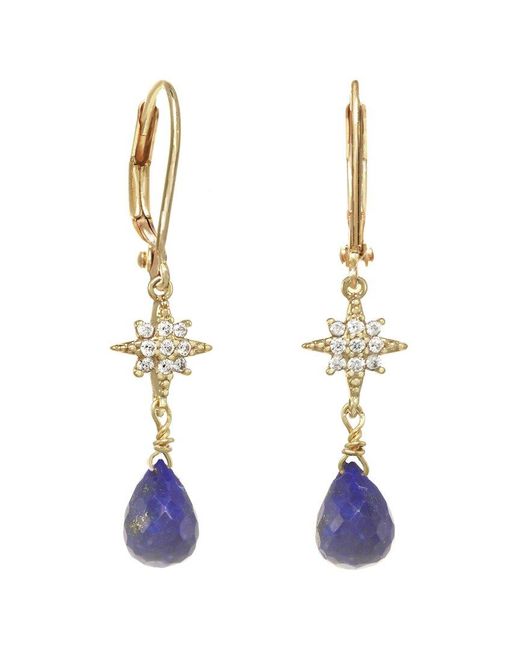 Rachel Reinhardt Jewelry White Blue Lapis Cz Star Dangle Earrings