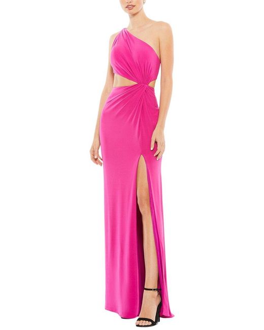 Mac Duggal Pink Ruched Jersey Gown
