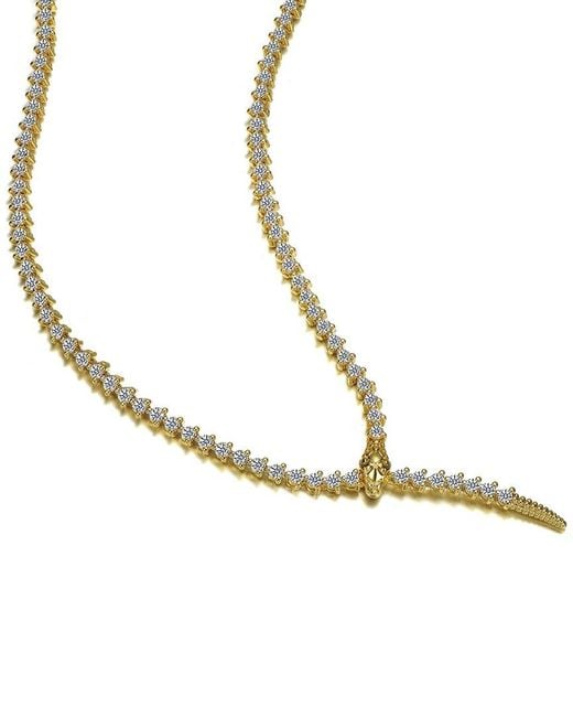 Rachel Glauber Metallic 14k Plated Cz Statement Necklace