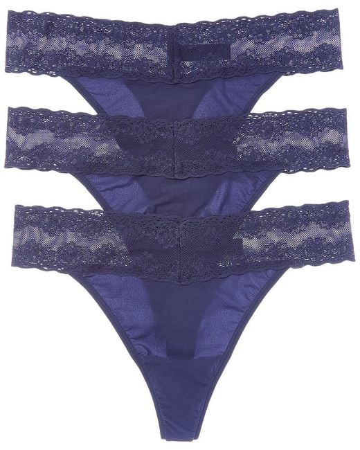 Natori Blue 3pk Bliss Perfection Classic Thong