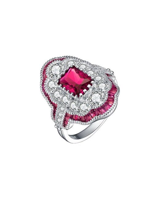 Genevive Jewelry White Silver Cz Statement Ring
