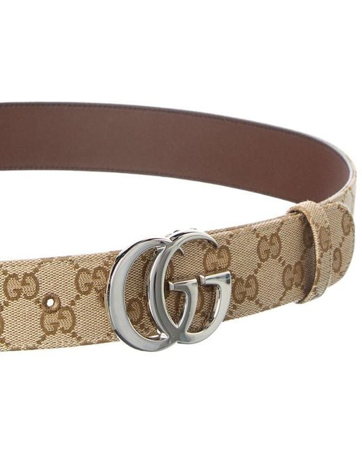 Gucci Brown GG Marmont GG Supreme Canvas & Leather Belt for men