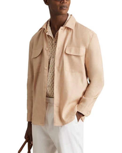 Reiss Natural Eze Linen Twin Pocket Shirt for men