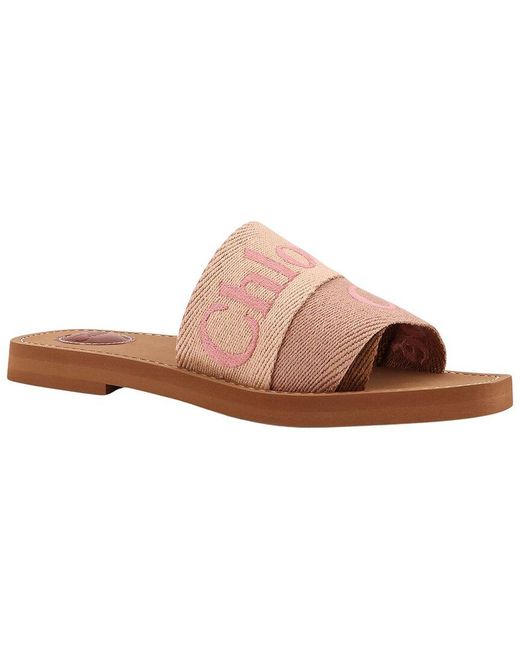 Chloé Pink Woody Linen Slipper