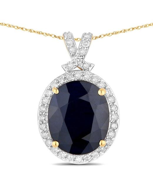 Diana M Blue 14K 6.58 Ct. Tw. Diamond & Sapphire Pendant