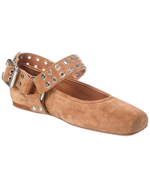 Alaïa Brown Alaïa Biker Suede Ballet Flat