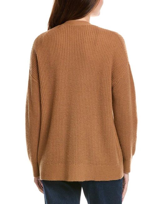 Hannah Rose Brown Shaker Long Wool & Cashmere-Blend Cardigan