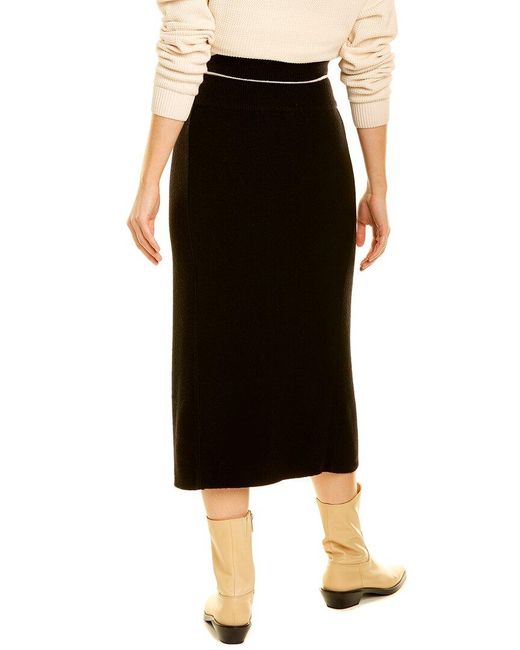 Moncler Black Wool-blend Midi Skirt