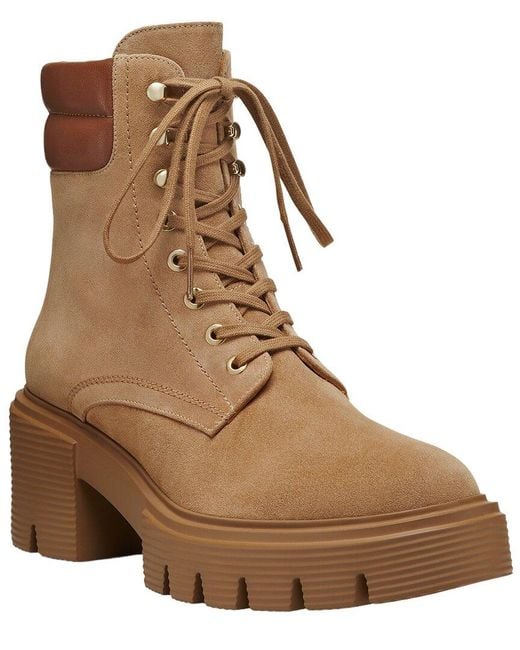 Stuart Weitzman Brown Soho Lace-Up Suede Bootie