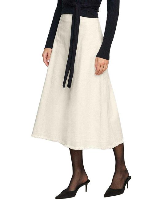 MODERN CITIZEN White Saskia Front-Seam Cotton Twill Skirt