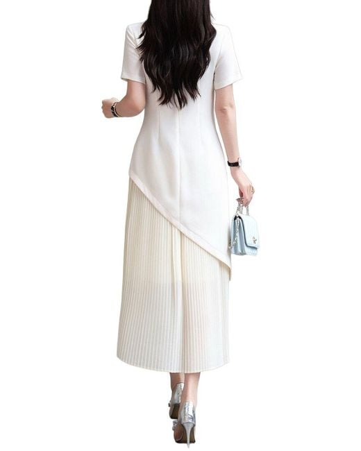 BURRYCO White Short Sleeve Midi Dress