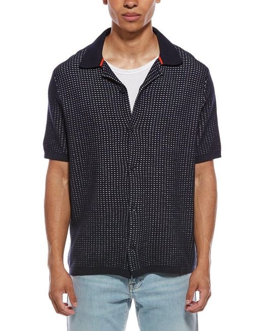 Scotch & Soda Black Button Front Sweater Top for men